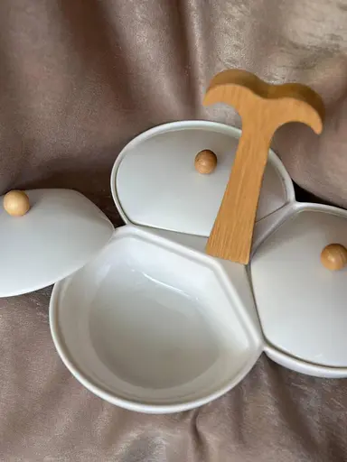 Менажница с крышками Lefard 944-006 столовый набор посуды 3 секции Белый - фото 2