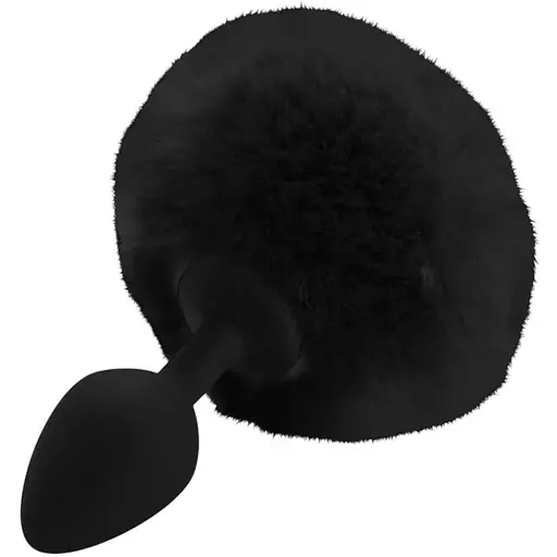 Силіконова анальна пробка М Art of Sex Silicone Bunny Tails Butt plug Black діаметр 3.5 см