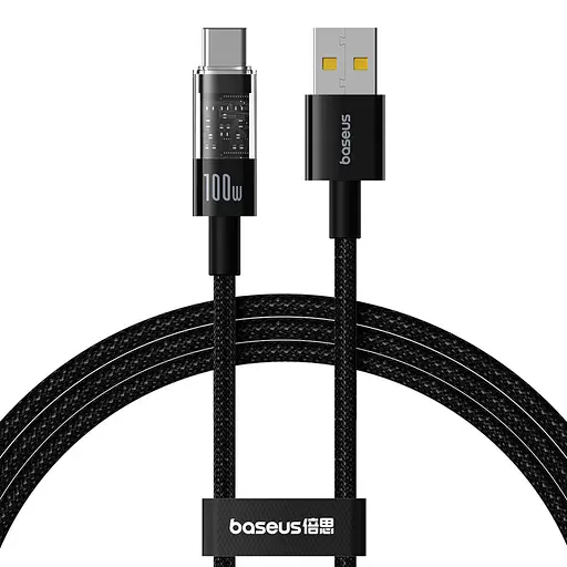 Кабель Baseus Gem Fast-Charging Data Cable USB to USB-C 100W 2m Cluster Black - фото 1