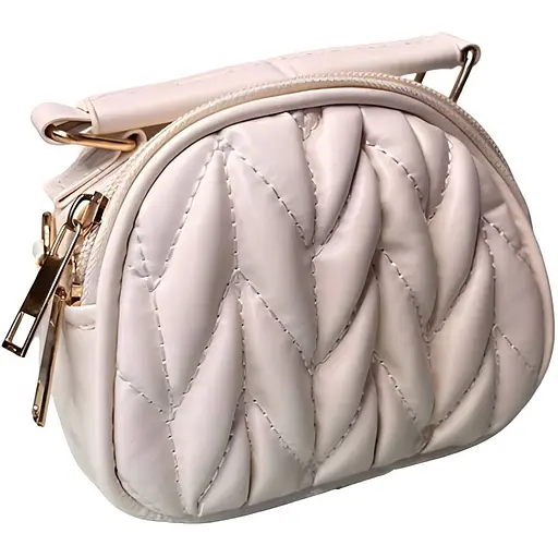 Детская сумка стеганная с ручкой бежевая 13×11×6 см (24-554)