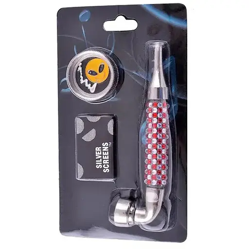 Гриндер для измельчения табака + трубка HL-YD-780 Silver Red (10913)