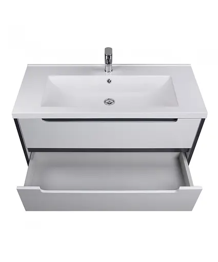 Тумба Мойдодир Paula 100-A з умивальником Cosmopolitan 100 Білий/графіт - фото 6