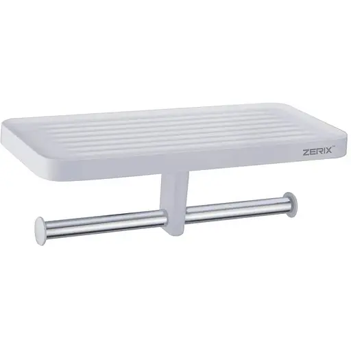 Паперотримач подвійний з полицею Zerix A8003 ZX2813 Хром - фото 1