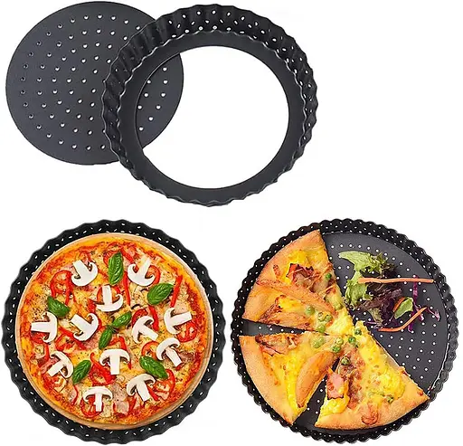 Перфорированная форма для выпечки тартов и кишей с антипригарным покрытием и съемным дном Ø30см Черный 88135 - фото 10