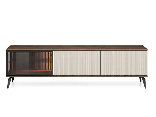 Тумба під ТВ з підсвіткою Вічі / Vici RTV180 3-дверна Горіх/кашемір Perfect Home Польша (PFH-091295) - фото 4