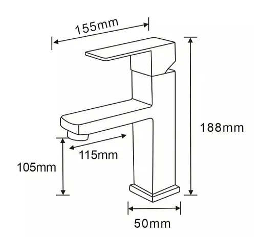 Змішувач для раковини WEZER PRO1-02-GUNGREY - фото 2