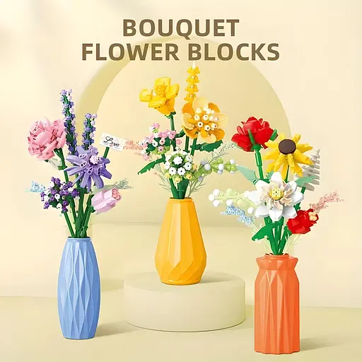 3D конструктор Голубая ваза с цветами на 303 детали (2352-P) - фото 7