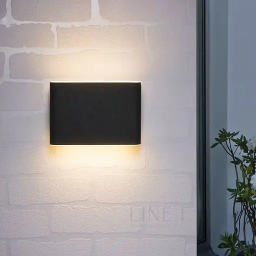 Чорний стіновий світильник із двостороннім світлом 11х9х3 см | Line F | Арт. W051/2 BK - фото 2