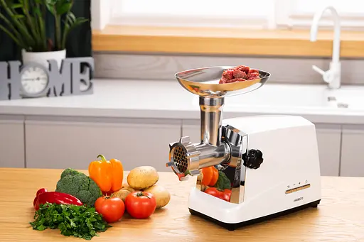 ARDESTO Мясорубка, 1750Вт, продук.-2 кг/мин, 3 решетки + для ковб., кеббе, 4 терки, бело-серебристый - фото 2