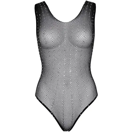 Leg Avenue RhinestOne fishnet Bodysuit OS Black - фото 5