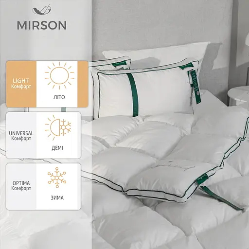 Ковдра MirSon Imperial Style пухова літня 110х140 см біла із зеленим кантом - фото 2