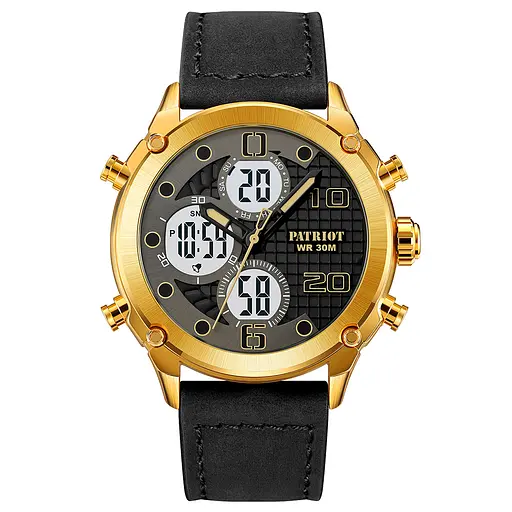 Наручные часы мужские 017LGDWT Gold-White Leather Patriot acs0030985