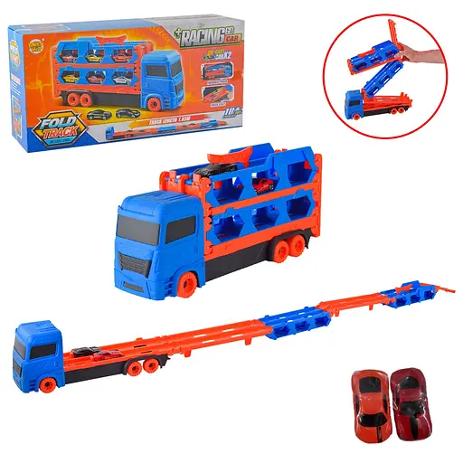 Трейлер с машинами MH-156, 2 машинки в наборе, трейлер раскладывается, в коробке (6975668061134) Вид 2 - фото 1