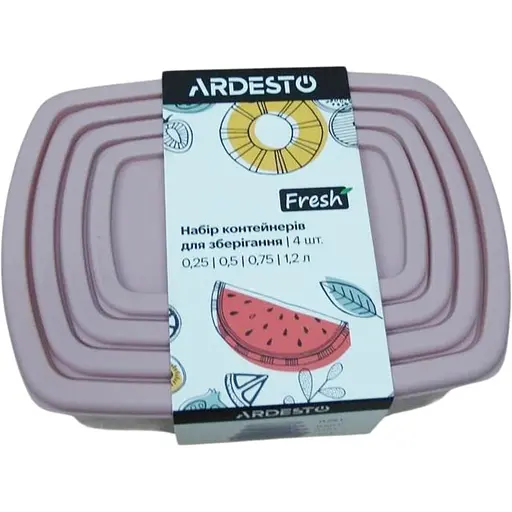 Набір контейнерів для харчових продуктів Ardesto Fresh 4 шт. рожевий (AR1312P)