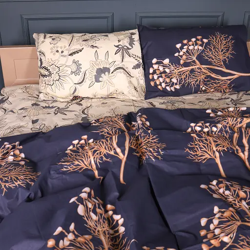 Комплект постільної білизни MirSon Gentle Flora Бязь 220х240 см синьо-бежевий (2200012434147) - фото 2