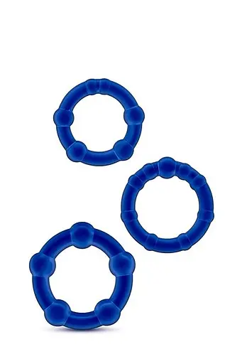 Набор эрекционных колец Blush Stay Hard Beaded Cockrings 3 шт. синий - фото 2