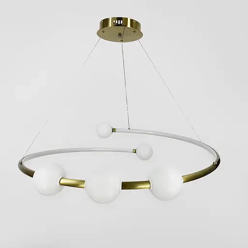 Дизайнерська латунна LED люстра з акриловими кульками Ø 80 см Line.F MJ 76-800 AB - фото 1