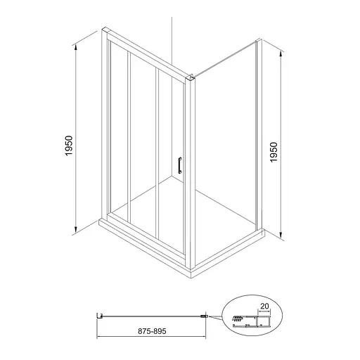 Боковая стенка Eger Lexo 90x195 см 599-900/1, прозрачный, хром - фото 2
