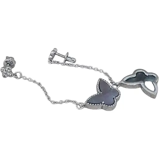 Серебряные серьги-пуссеты Aurora Бабочки с перламутром. 82626Ч