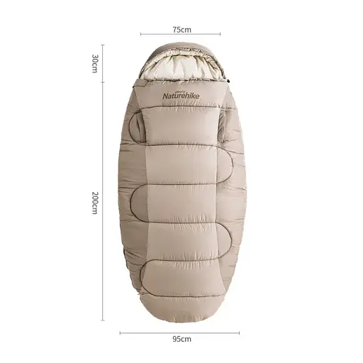 Спальный мешок овальный Naturehike PS200 NH20MSD03 правый бежевый - фото 4