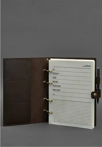 Шкіряний блокнот з датованим блоком (Софт-бук) 9.1 темно-коричневий - фото 3