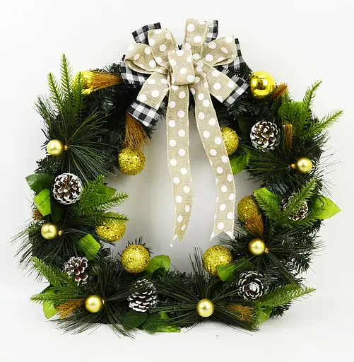 Вінок новорічний "Золоті кульки" D50см 21B105LX