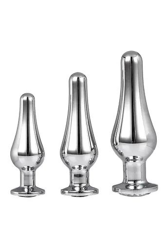 Анальна пробка Gleaming Love Pleasure Plug Set 3 шт. (сріблястий)