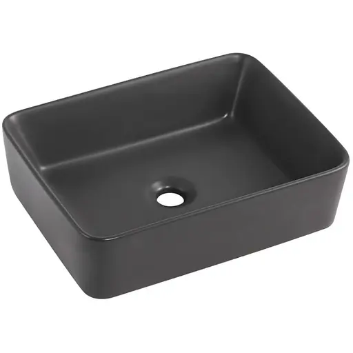 Раковина накладная Qtap Tern Anthracite, прямоугольная, с донным клапаном QT17116069AN - фото 1