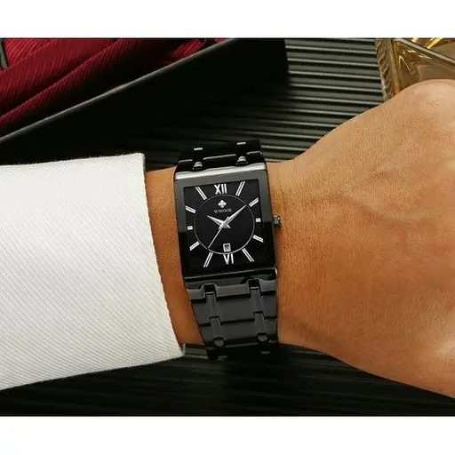 Классические водостойкие кварцевые часы Wwor Chain black - фото 4