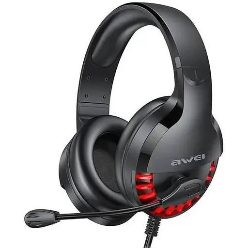 Проводная игровая гарнитура Awei ES-770i Gaming earphone with LED, USB, 3.5mm, 2.1m, black