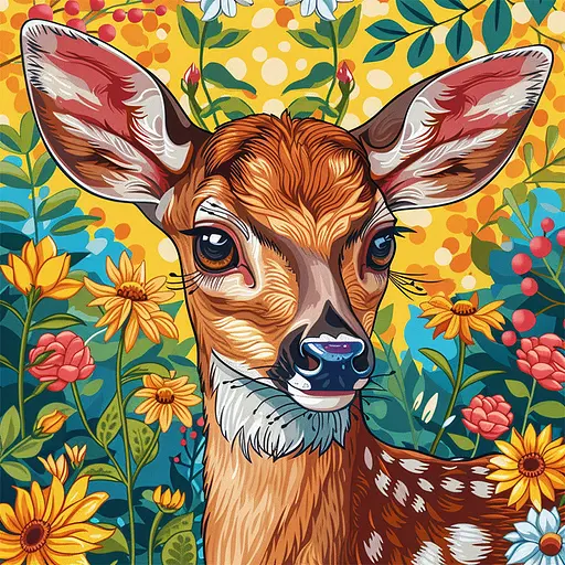 Алмазна мозаїка "Оленя в квітах" Brushme BH034 неповна викладка 25х25 см - фото 2