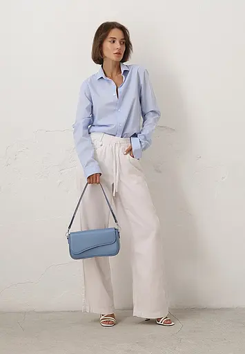 Жіноча шкіряна сумка Nona блакитний краст - фото 6