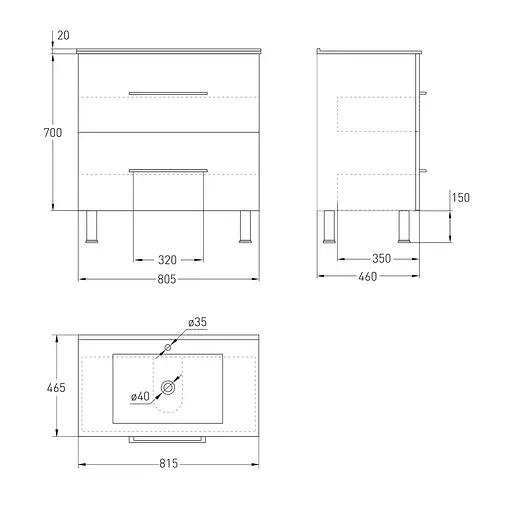 Тумба з умивальником напольна Volle Nemo 80 см 15-17-81N Білий - фото 3