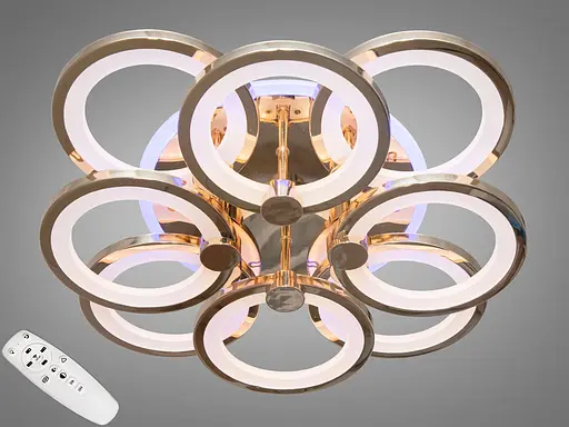 Стельова LED люстра з пультом і LED підсвічуванням, 125W, золото - фото 1