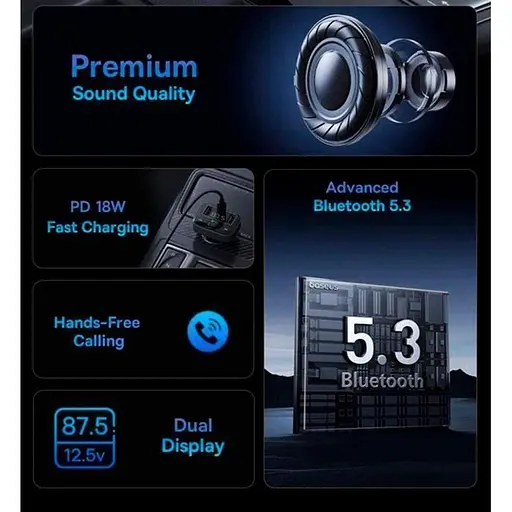 FM-трансмітер Baseus S-09 Lite Series Black (C10762300113-00) [126841] - фото 7