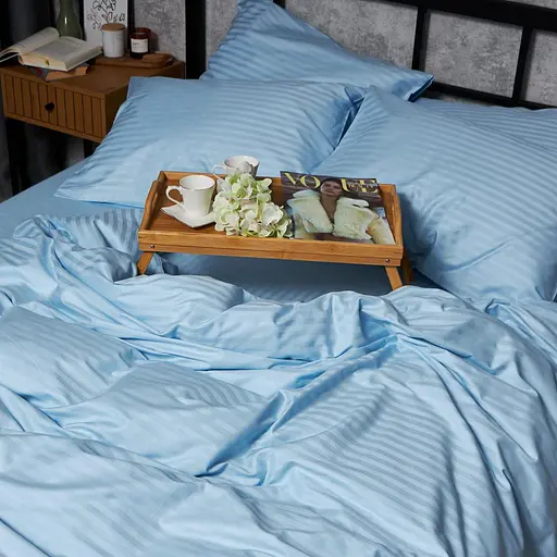 Комплект постільної білизни Moon&Star Satin Stripe Ocean Calm двоспальний 175х210 наволочки 2х70х70 - фото 6