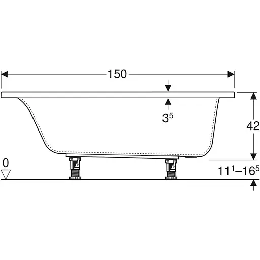 Ванна акриловая Gebert Selnova Square 150x70 554.381.01.1+ ножки Белый - фото 3