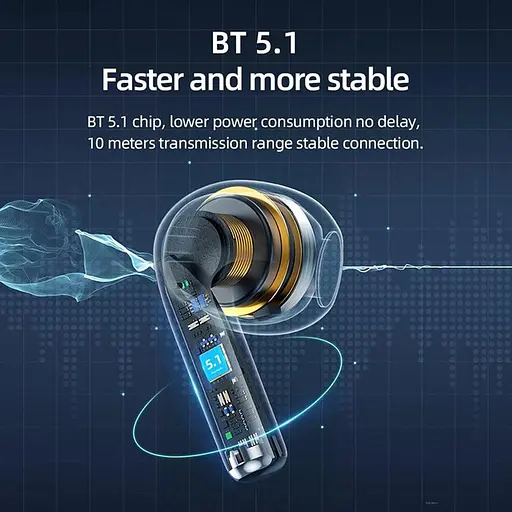 Бездротові навушники Hoco EW09 TWS Bluetooth 5.1, з мікрофоном, чорні - фото 5