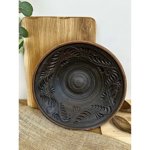 Фруктовница керамическая (глиняная) резная №7 26 см 