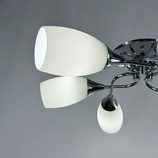 Срібна стельова люстра із білими плафонами Line.F 91066/6 - фото 6