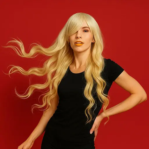 Парик кудрявый длинный ровный срез из термоволокна 80 см блонд