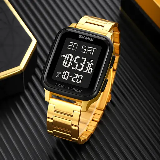 Чоловічий наручний годинник Skmei 1859 на браслеті (Золотий) - фото 5