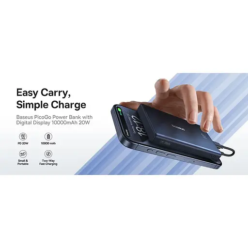 Зовнішній акумулятор Baseus PicoGo 10000mAh 20W Cosmic Black P10076801123-00 (132855) - фото 11