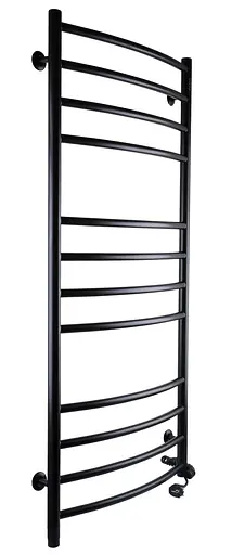 Електрична рушникосушка Unio LDE ER 1200-500-12 BLK Драбинка Дуга Еліт чорна, Чорний матовий, Праве, Механічний - фото 2