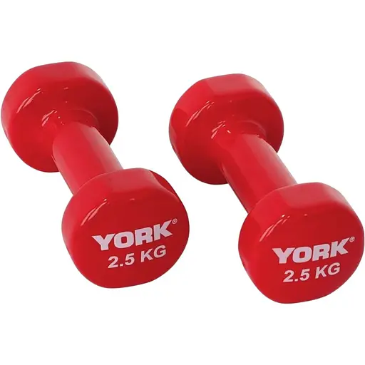 Гантели для фитнеса York Fitness виниловые круглые 2х2,5кг красный