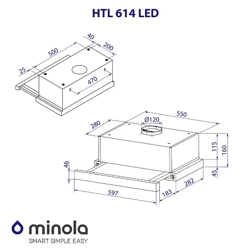 Вытяжка телескопическая Минола HTL 614 I LED - фото 10