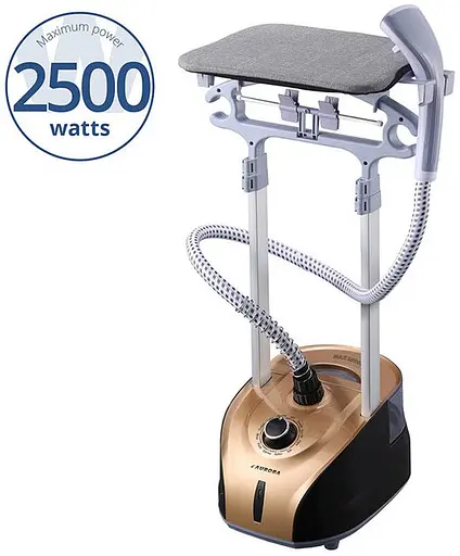 Отпариватель AURORA AU 321 для одежды дома 2500Вт резервуар 2.3л 12 уровней пара Золотой / Черный - фото 3