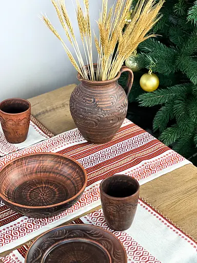 Льняная салфетка с украинским орнаментом Луч 30х40 см 9 шт. Красный - фото 9