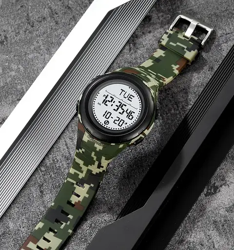 Годинник чоловічий наручний спортивний Skmei 2166 Compass з компасом і крокоміром (Камуфляж з білим) - фото 5