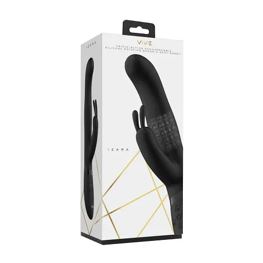Вібратор-кролик Vive Izara 22 см (чорний) - фото 23